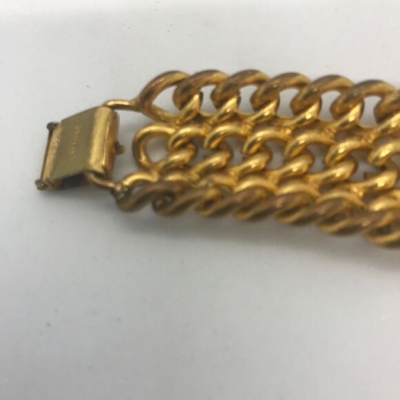 Chunky Gold Chain Statement Bracelet Vintage 1960s Jewelry - Picture 14 of 16